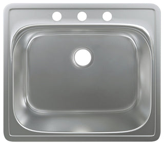 Ouvert 25 x 22 Stainless Steel, Single Basin, Top Mount Kitchen Sink