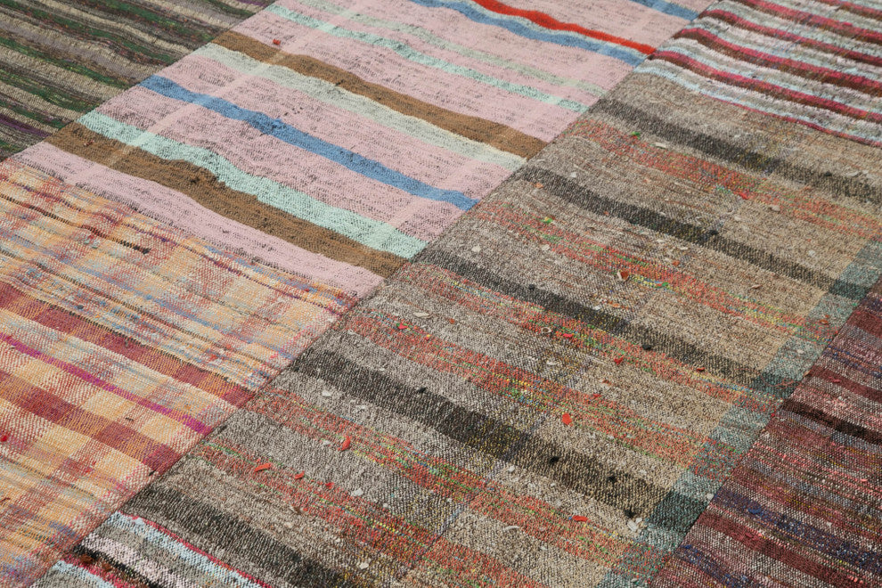 Rug N Carpet - Handmade Oriental 8' 8'' x 11' 11'' Rustic Patchwork Kilim Rug