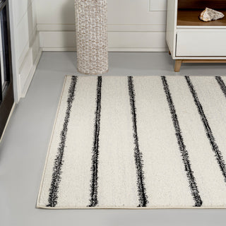 Williamsburg Minimalist Stripe Rug, Cream/Black, 5 Ft. X 8 Ft.