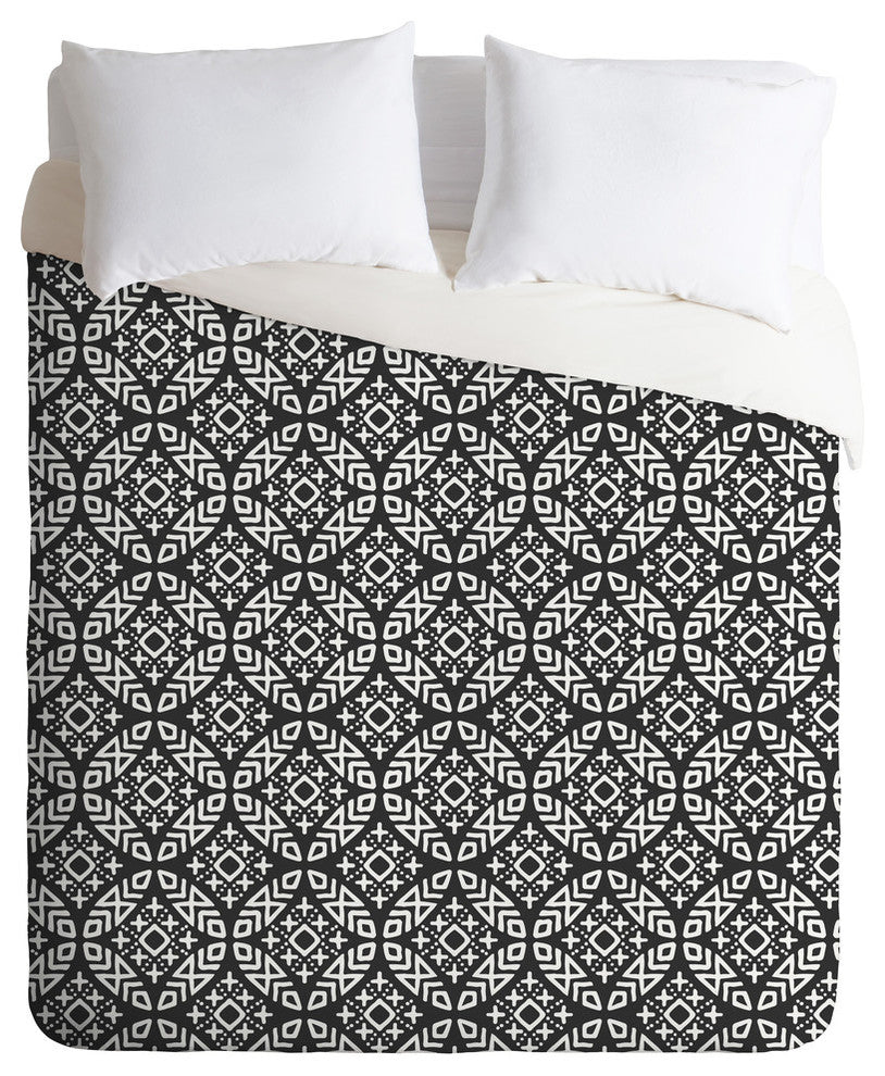 Deny Designs Little Arrow Design Co Modern Moroccan In Charcoal Duvet Cover Set