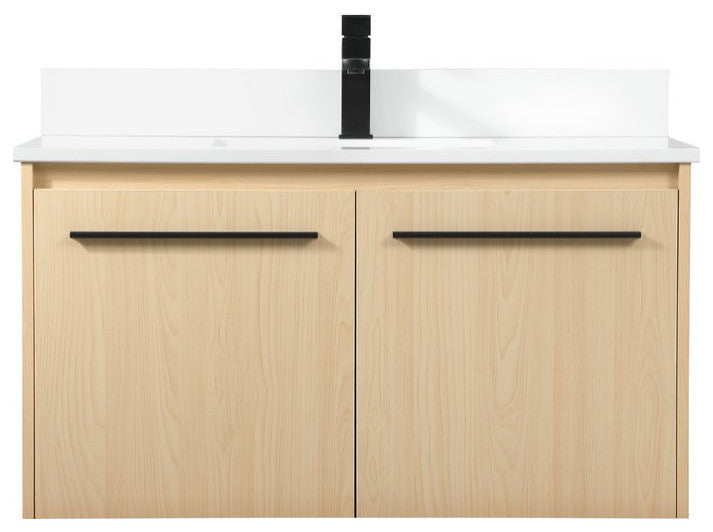 Elegant VF44536MMP-BS 36" Single Bathroom Vanity, Maple With Backsplash