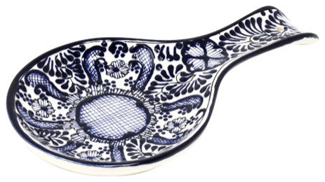 Encantada Handmade Spoon Rest, Blue Flower