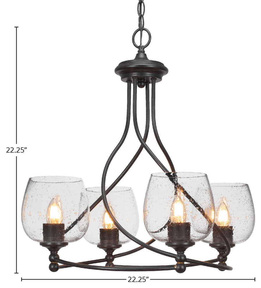 Capri 4-Light Chandelier, Dark Granite/Clear Bubble