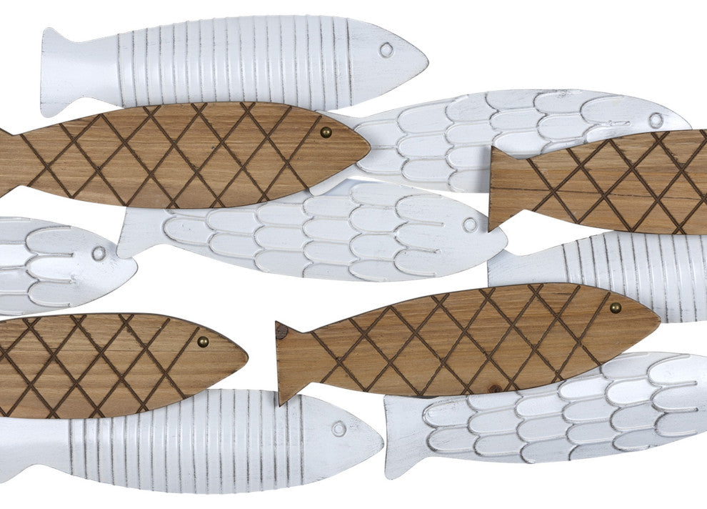 Wood and Metal Fish Shaped Wall Art