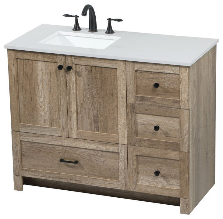 Home Living 19" Farmhouse Natural Oak-Light Bathroom Vanity