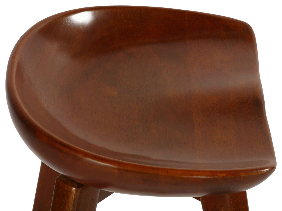 Tiwi Backless Swivel Counter Stool, Solid Wood, 24" Walnut