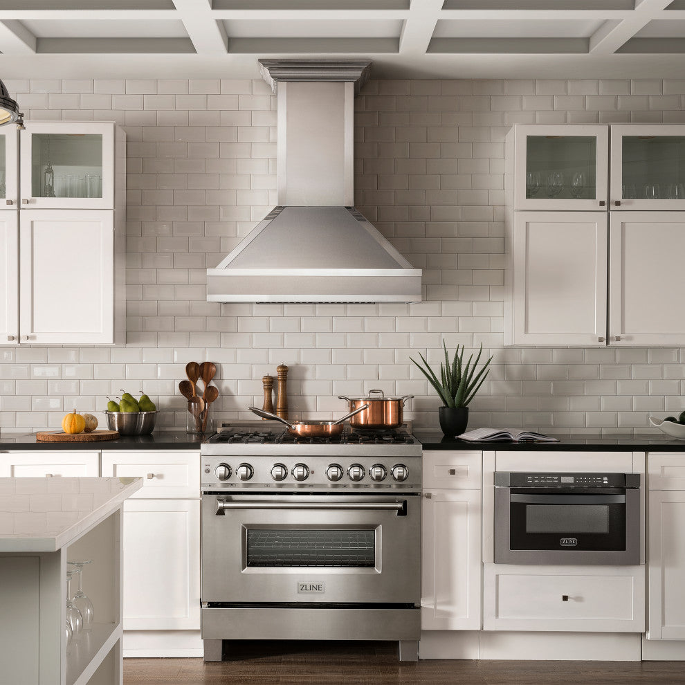 ZLINE Convertible Vent Wall Mount Range Hood in DuraSnow with Mirror Accents