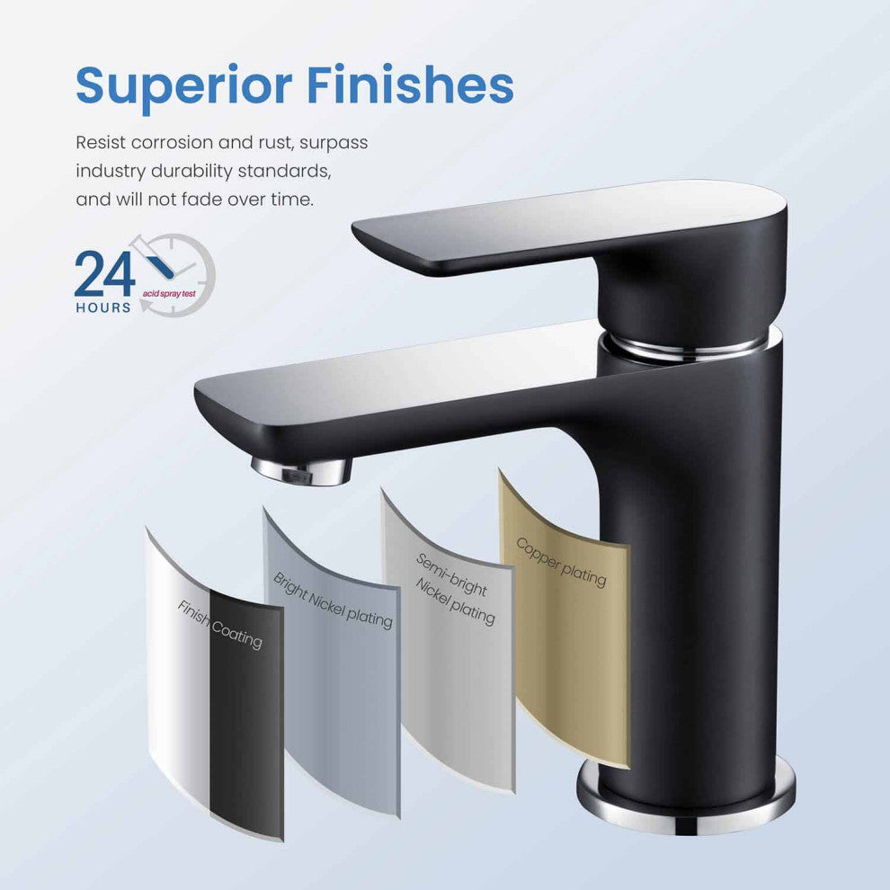 Tender Single Handle Bathroom Sink Faucet, Chrome/White