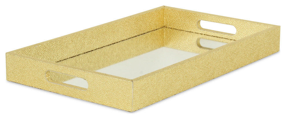 Labai Faux Shagreen, Mirrored Tray, Gold