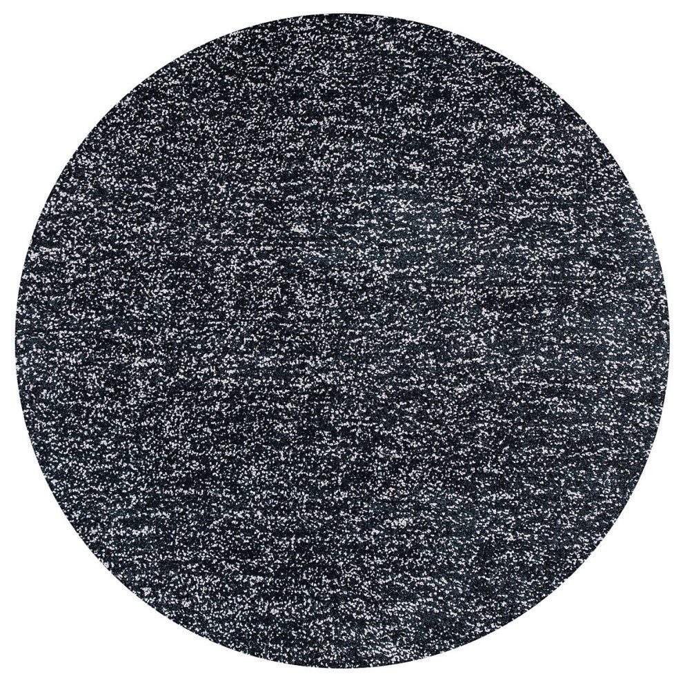 KAS Bliss 1583 Black Heather Shag Area Rug, 8' Round