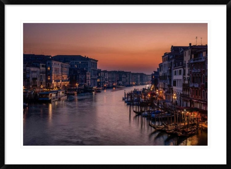 "Venice Grand Canal At Sunset" Framed Digital Print by Karen Deakin, 38"x28"