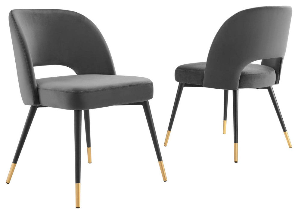 Rouse Performance Velvet Dining Side Chairs Set of 2 Charcoal
