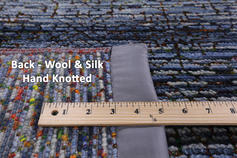 9' 11" X 13' 6" Hand Knotted Persian Gabbeh Wool and Silk Rug Q8600