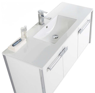Oakville Wall Mount Bathroom Vanity, White Matte, 48", Chrome Hardware