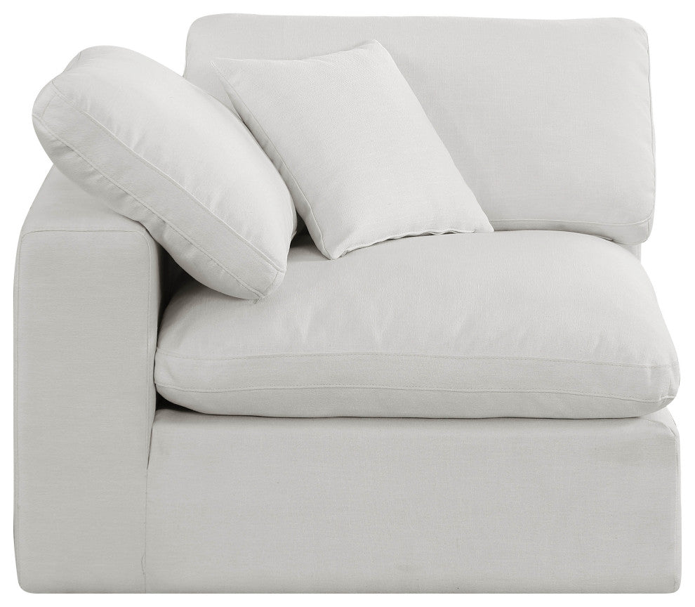 Comfy Beige Linen Textured Fabric Modular Chair, Cream, Linen Textured Fabric, Corner Chair