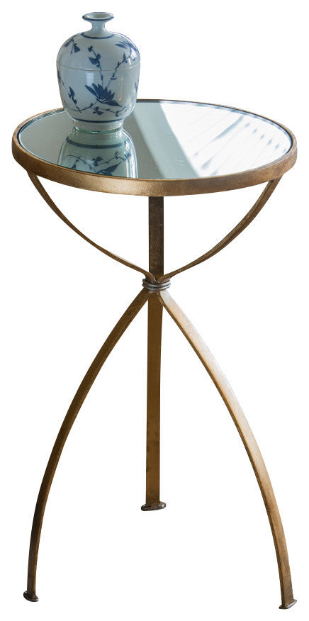 Mirror Top Table, Antique Gold