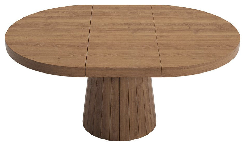 apandi Oval & Round Extendable Wood Dining Table, Walnut