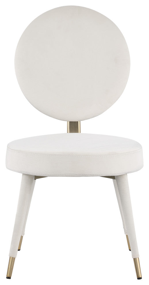 Brandy Velvet Upholstered Dining Chair, Set of 2, Cream
