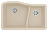 Karran Undermount Quartz 32" 60/40 Double Bowl Kitchen Sink, Bisque