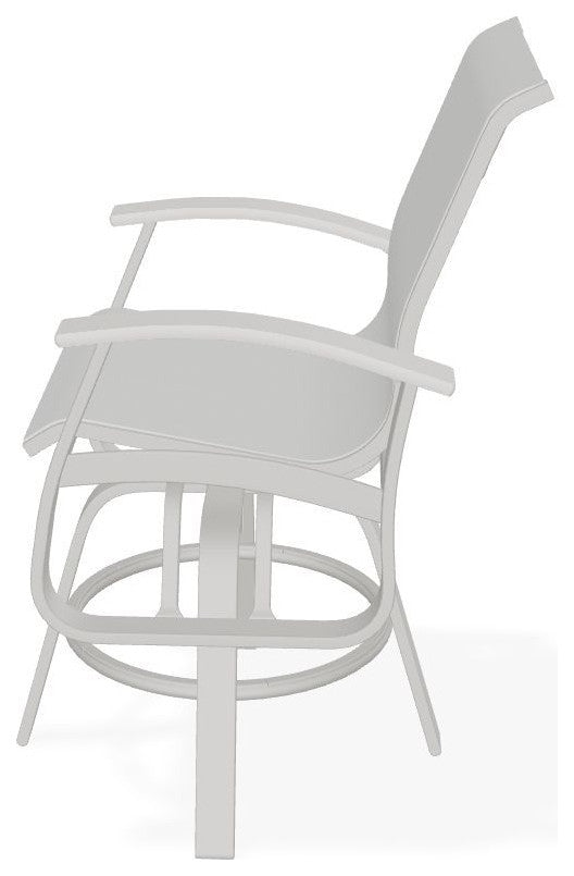 Belle Isle Sling Balcony Height Outdoor Swivel Chair, White/Snow
