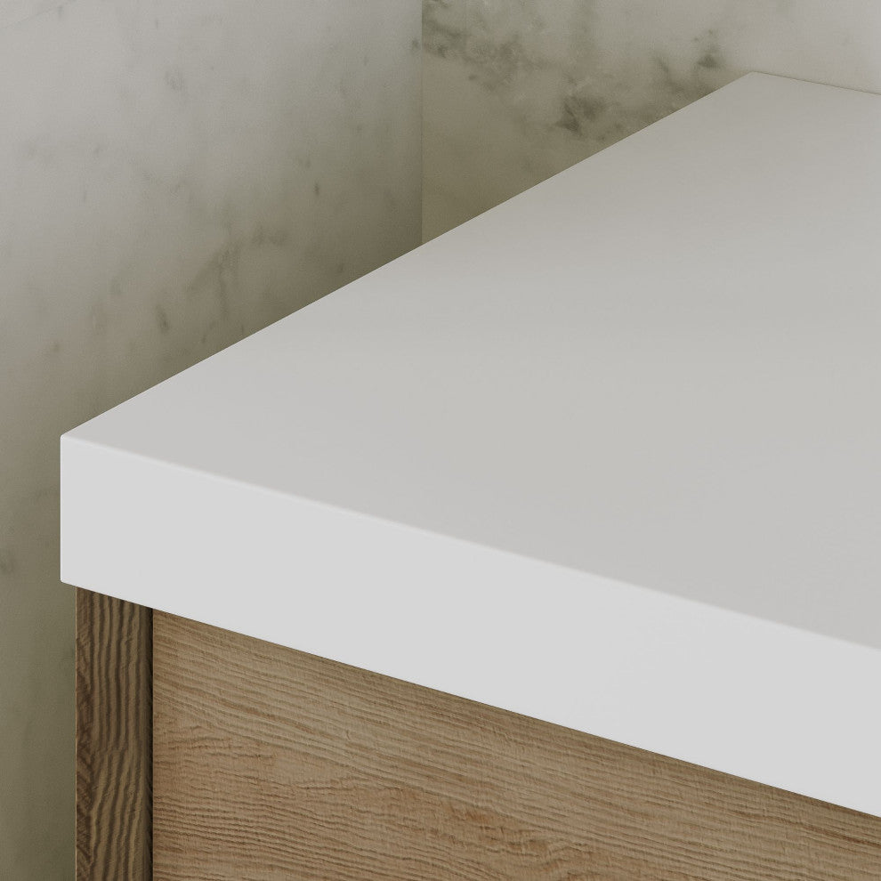 Skylar Bathroom Vanity, White Oak, 60", Single Sink, Wall Mount