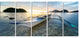 Boat Docked at Beautiful Sunset, Seashore Canvas Print, 60"x28", 5 Panels