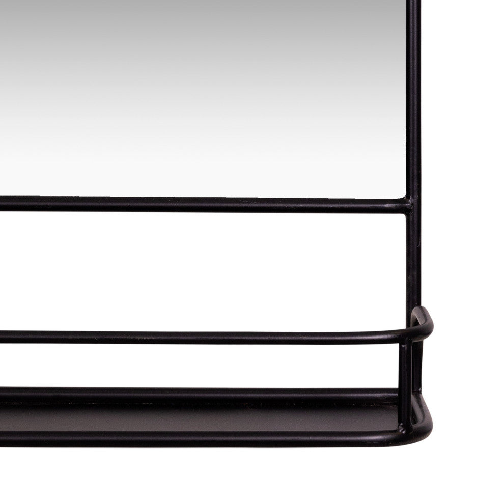 Black Rectangular Wall Mirror With Shelf