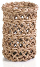 12" Tall Seagrass Woven Hurricane Candle Holder, Glass Insert