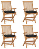 Vidaxl Garden Chairs With Black Cushions 4-Piece Set Solid Teak Wood