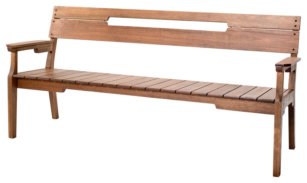 Otero Eucalyptus Wood Outdoor 3-Seat Bench