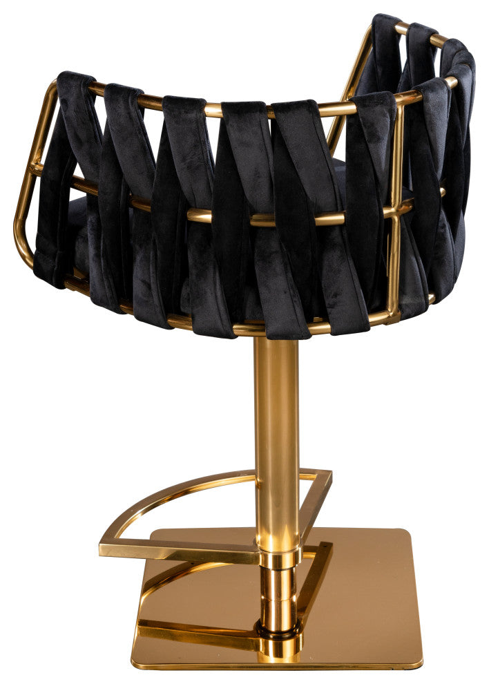 Milano Adjustable Swivel Bar Chair Stool, Black/Gold