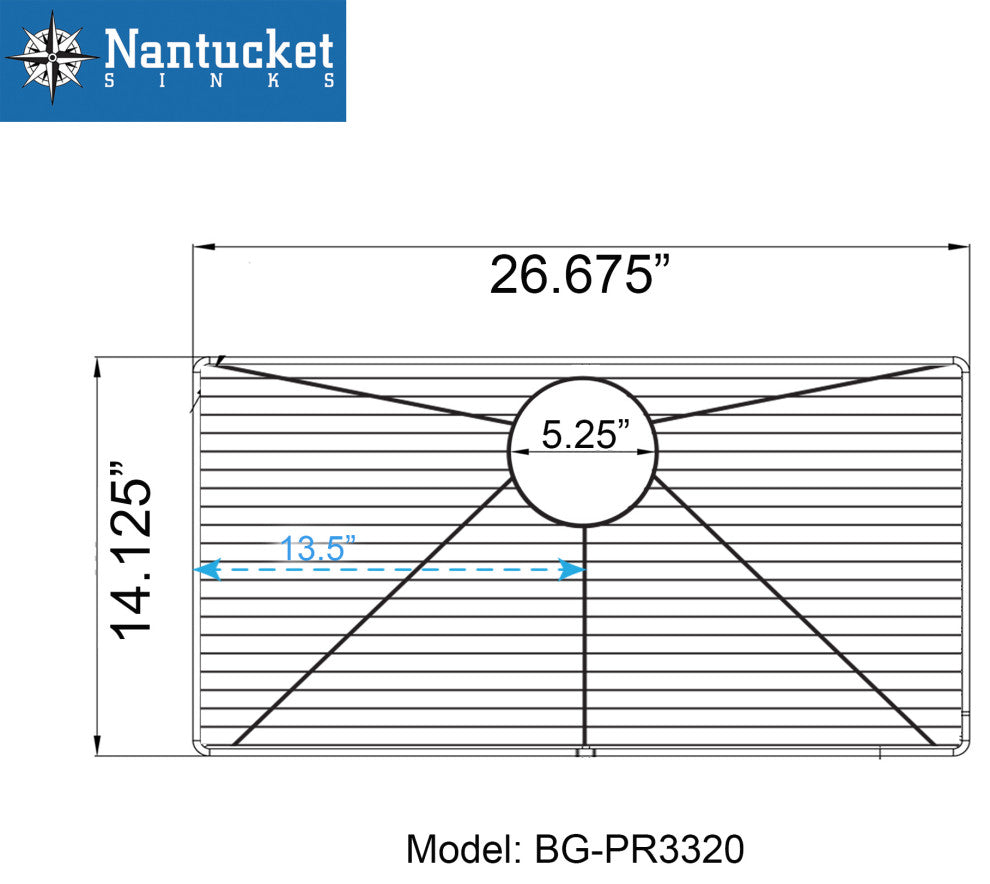 Nantucket Sinks Stainless Steel Bottom Grid  BG-PR3320