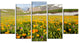 Mountain Plain with Wild Yellow Flowers, Floral Canvas Print, 60"x32", 5 Panels