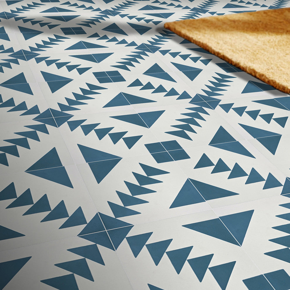 Tadla Handmade Cement Tile, Navy Blue/White, Sample