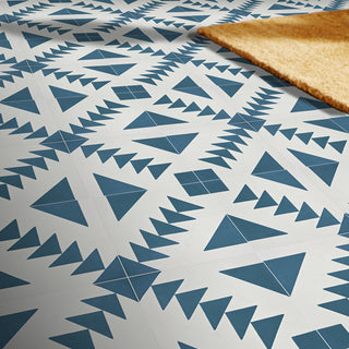 Tadla Handmade Cement Tile, Navy Blue/White, Sample