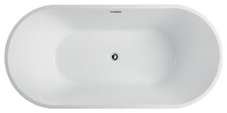 Freestanding Acrylic Bathtub, White/Polished Chrome, 54"