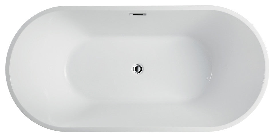 Freestanding Acrylic Bathtub, White/Polished Chrome, 54"