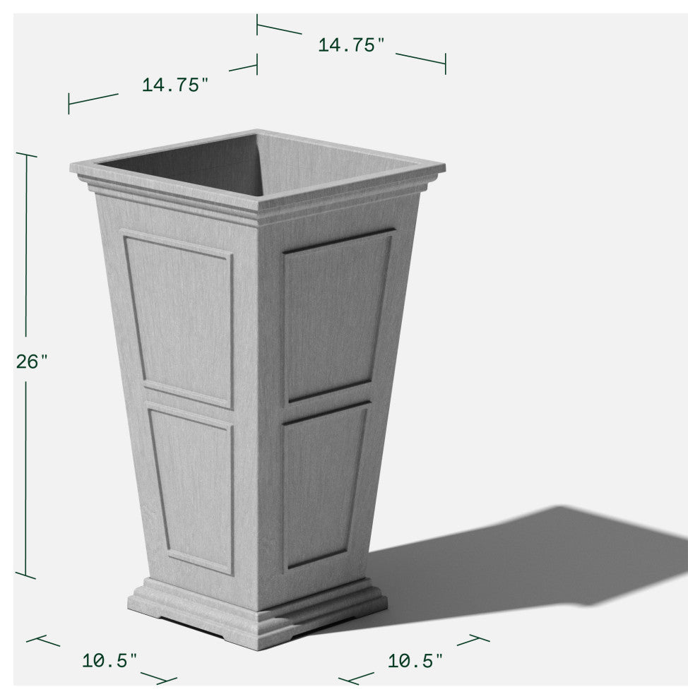 Veradek Brixton Tall Planter, Gray, 26 Inch, 1 Pack