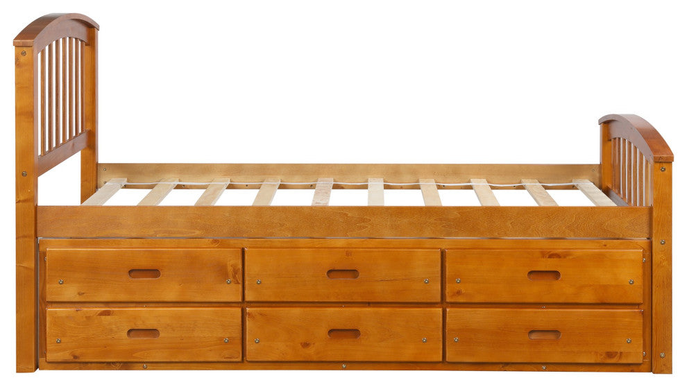 TATEUS Solid Wood Twin Size Platform Bed,Oak
