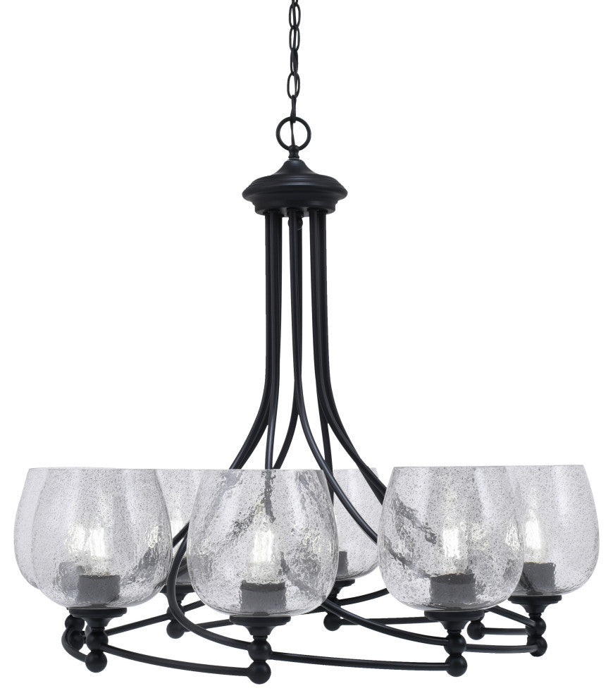 Capri 8-Light Chandelier, Matte Black/Smoke Bubble