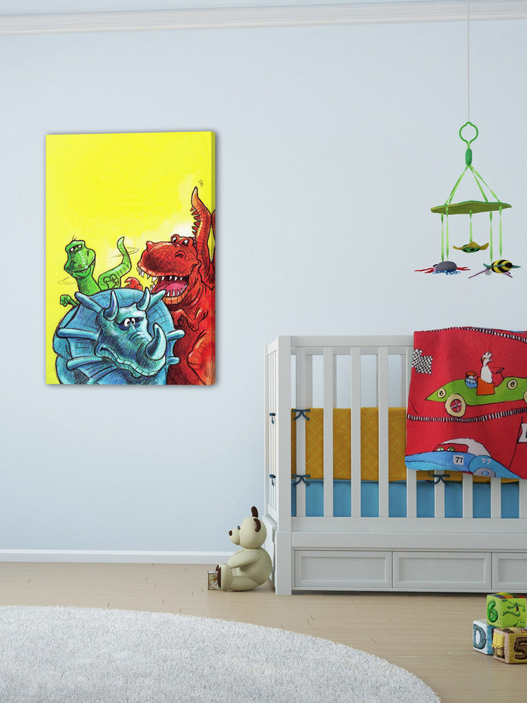 "Funny Dinosaurs" Painting Print on Canvas by Curtis