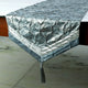 Table Runner Blue Jacquard Silk, Beaded, Foil Tassels - Hexagonal Foil