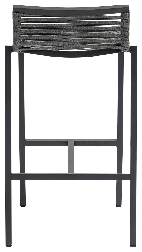 Maldives Rope Fabric Outdoor Patio Barstool (Set of 2), Grey