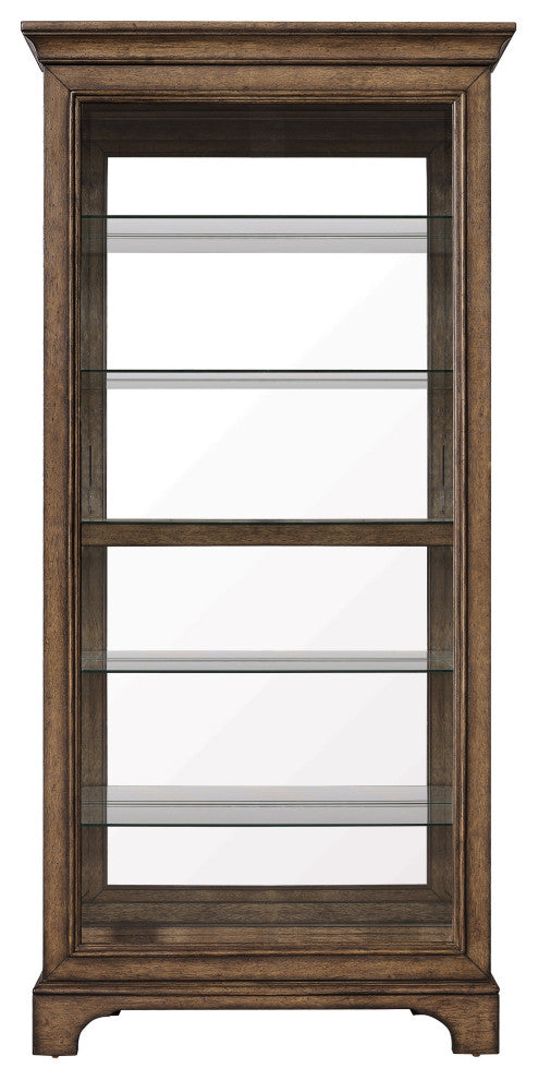 Traditional Sliding Door Curio with Glass Shelves and LED Light