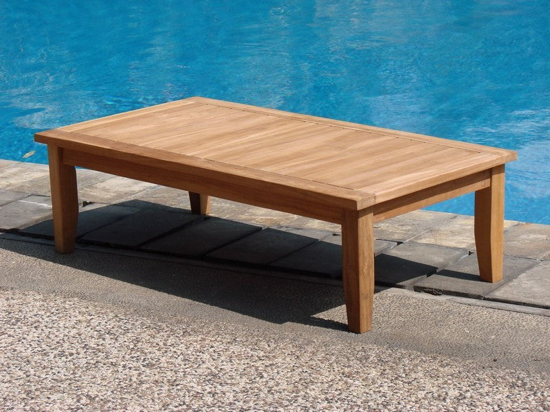 5-Piece Sam Outdoor Teak Sectional Sofa Set & Sunbrella Cushions Canvas Flax