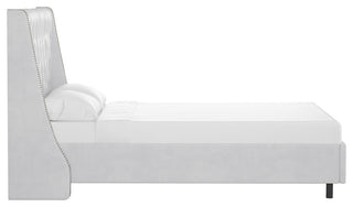 Williams California King Nail Button Diamond Wingback Platform Bed, Velvet White