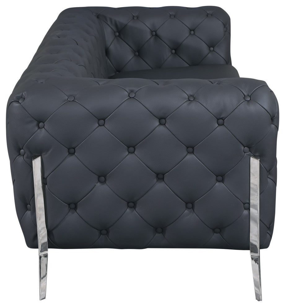 Angelica Italian Leather Sofa, Gray