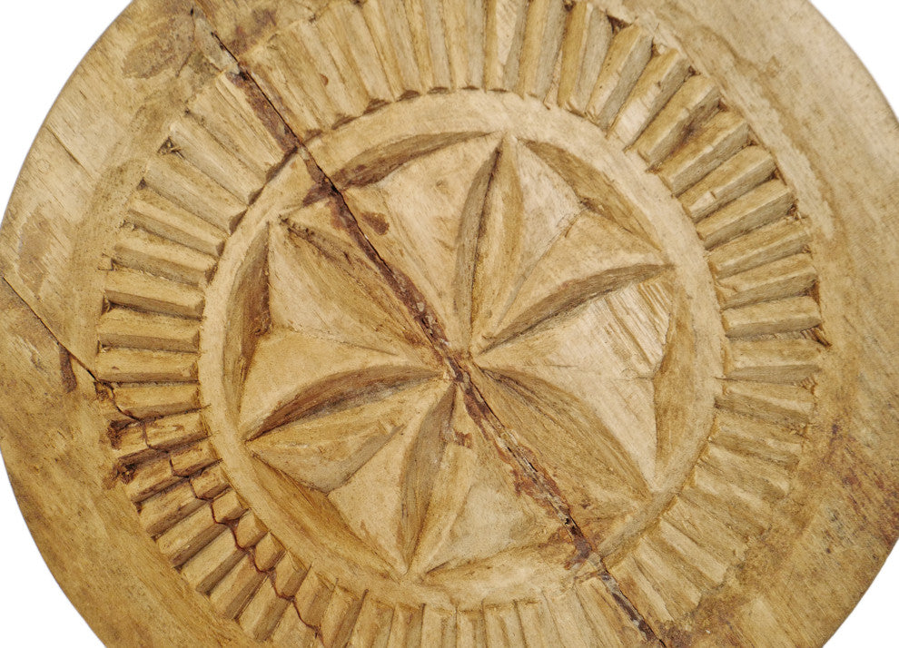 Consigned Vintage Wood Medallion on Stand 7