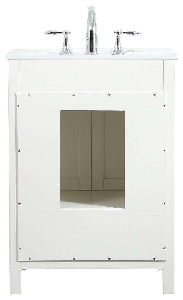 Isabel Single Bathroom Vanity, White, 24", Without Backsplash