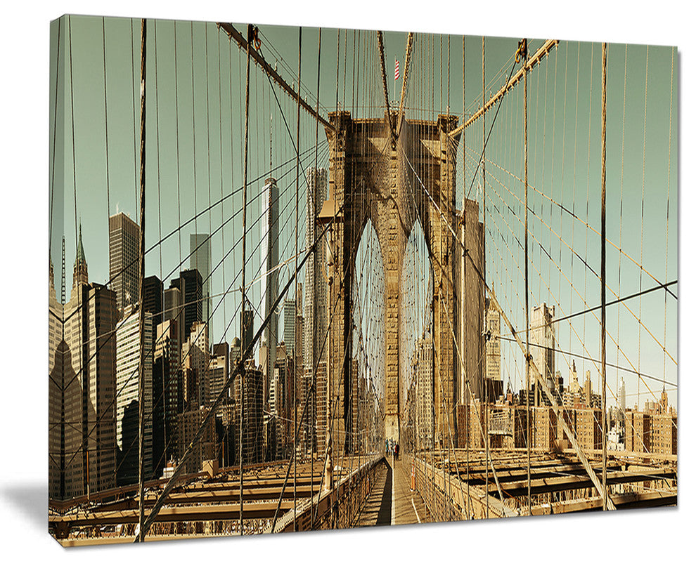 "Manhattan Bridge in New York Brown" Canvas Print20"x12"